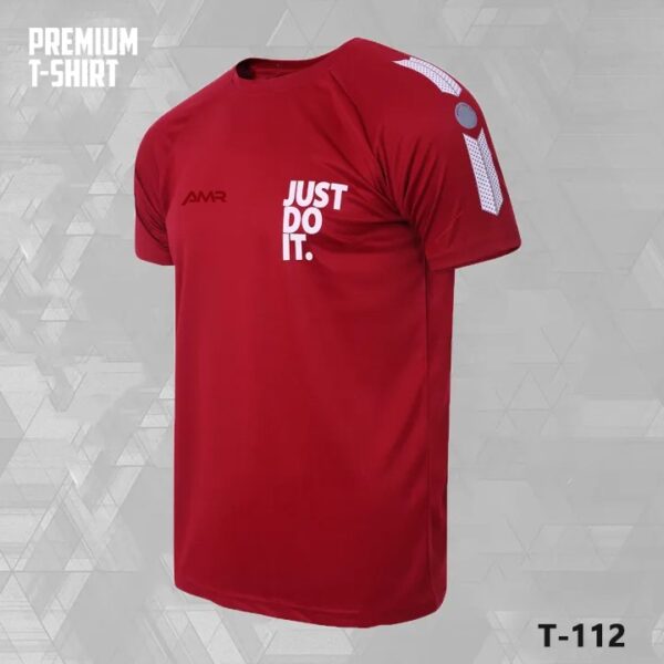 Red Just Do It T-Shirt for men made of premium mesh fabric with white shoulder detail – T-112.