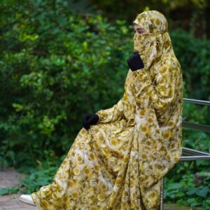 Golden Bloom Floral Soft Linen Jilbab