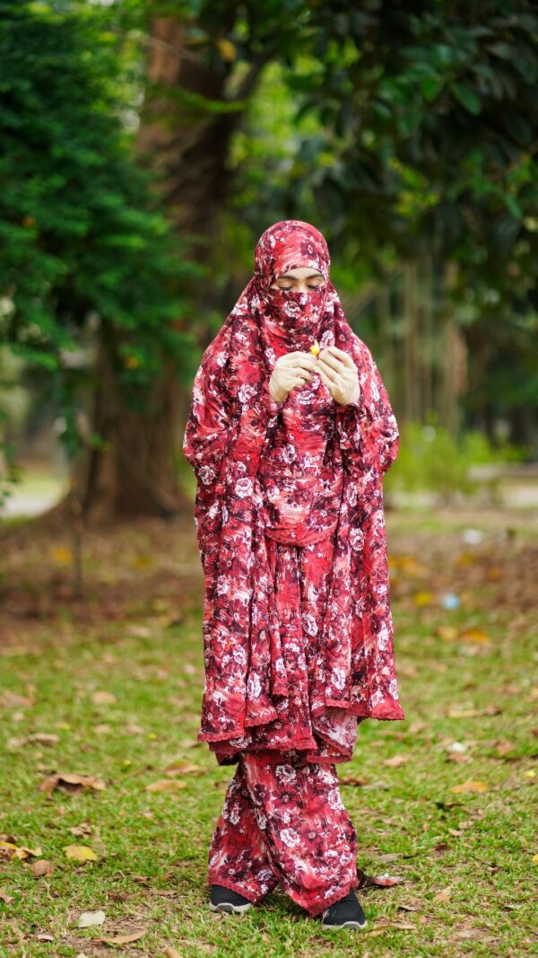 Crimson Floral – Plaju Khimar Set - Image 2