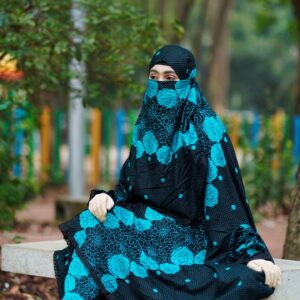 Teal Splash Floral – Plaju Khimar Set