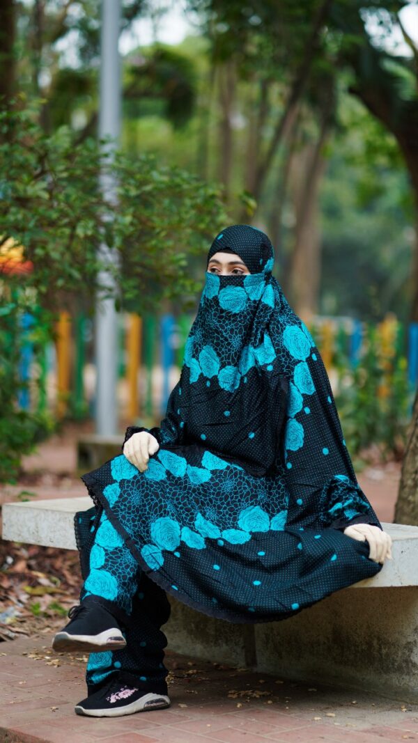 Teal Splash Floral – Plaju Khimar Set