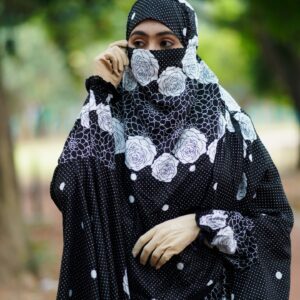 Ebony Snow Blossom – Plaju Khimar Set