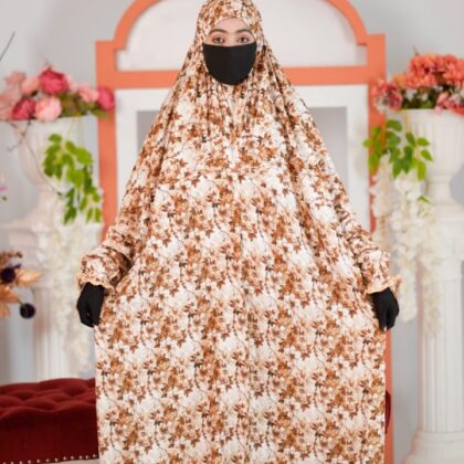 Beige Leafy Flow – Salah Long Khimar