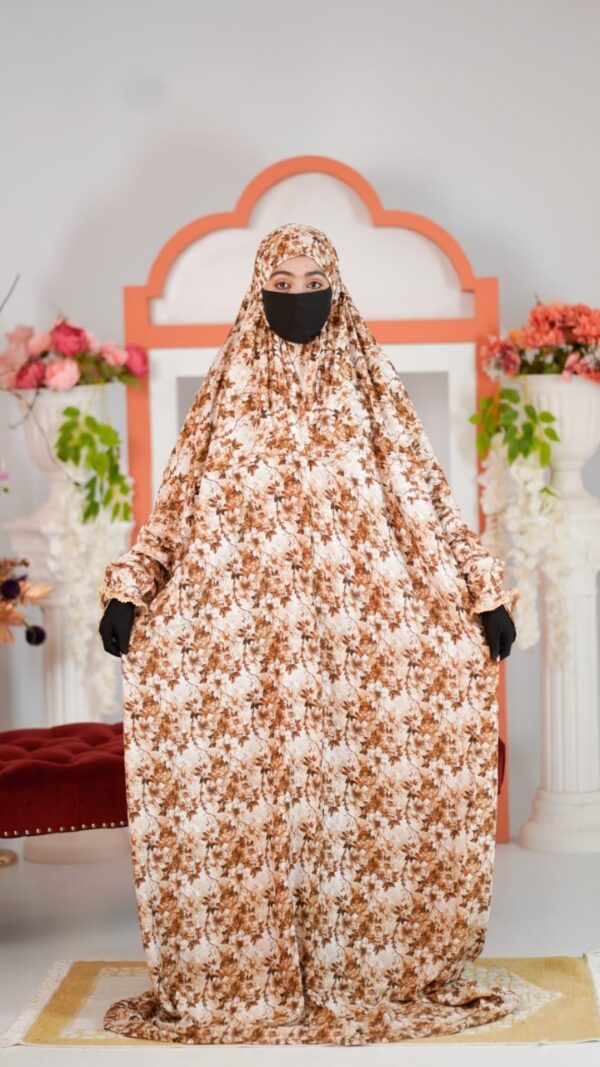 Beige Leafy Flow – Salah Long Khimar