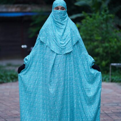 Turquoise Plain Soft Linen Jilbab