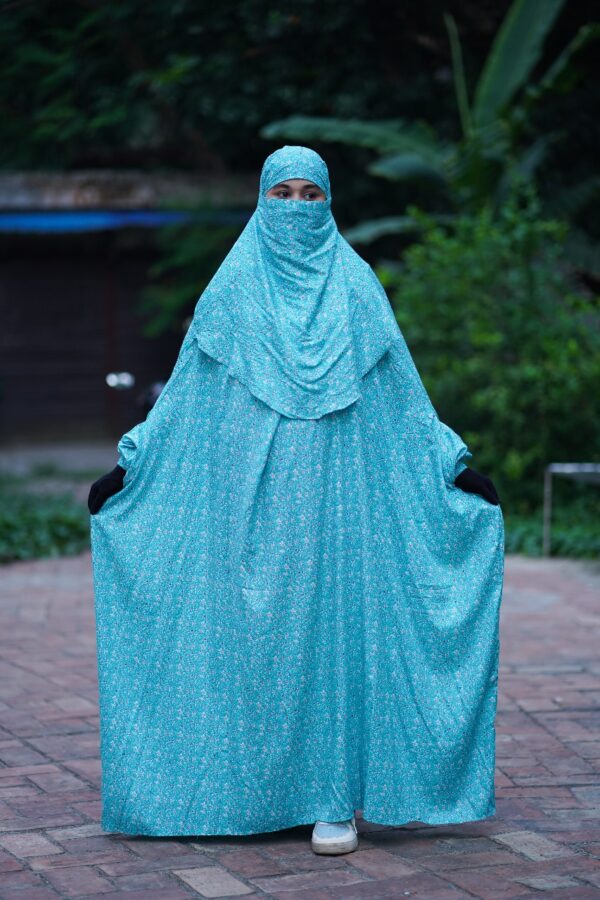 Turquoise Plain Soft Linen Jilbab